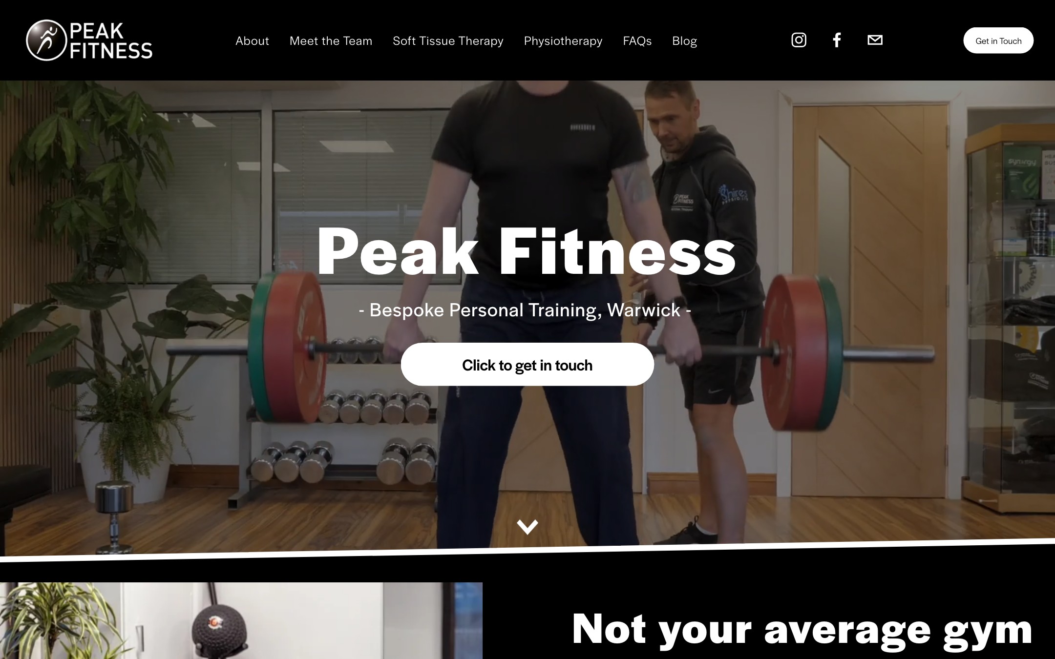 Old Peak Fitness website, the previous Squarespace template