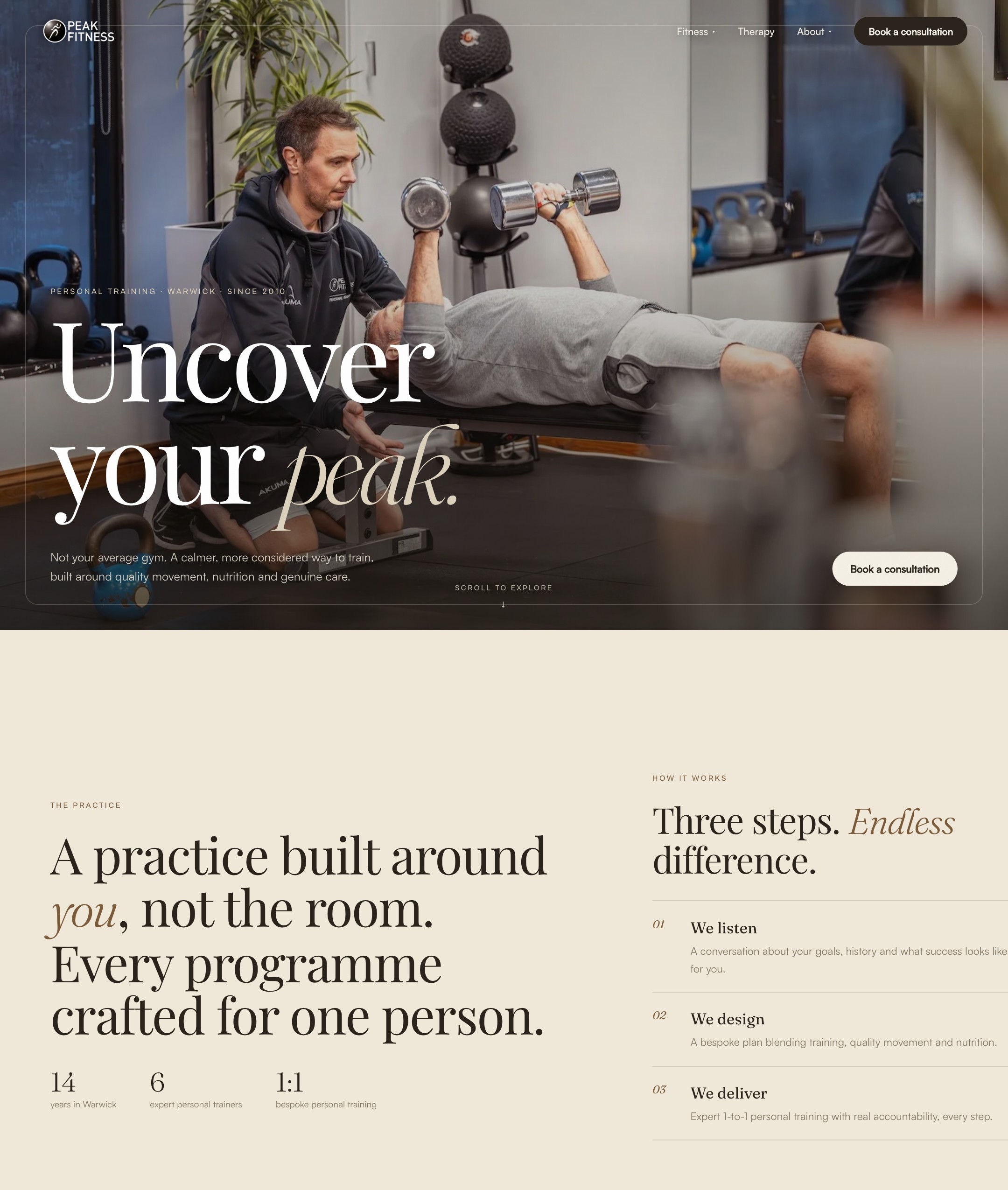 Peak Fitness website